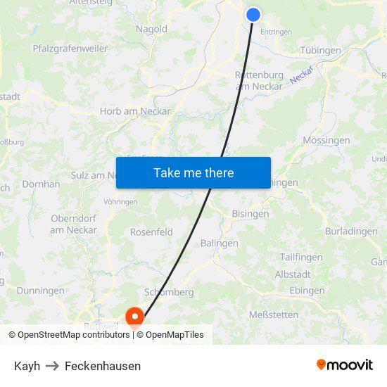 Kayh to Feckenhausen map