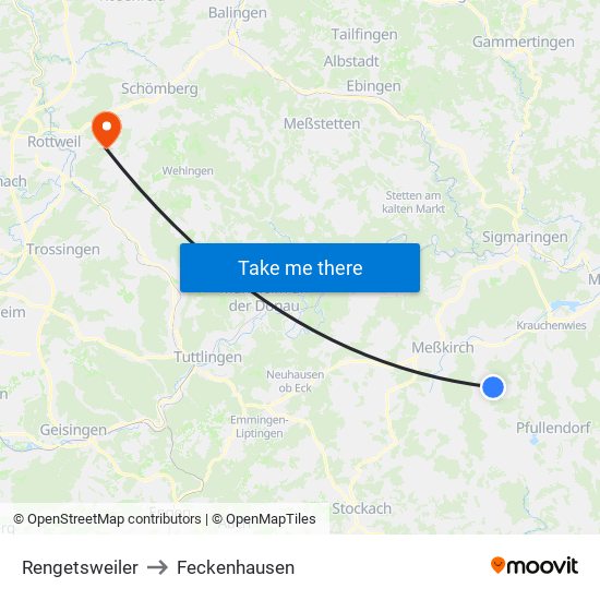 Rengetsweiler to Feckenhausen map