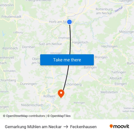 Gemarkung Mühlen am Neckar to Feckenhausen map