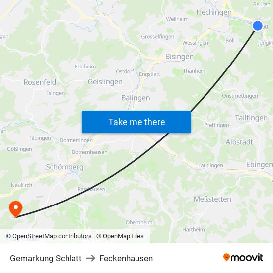 Gemarkung Schlatt to Feckenhausen map