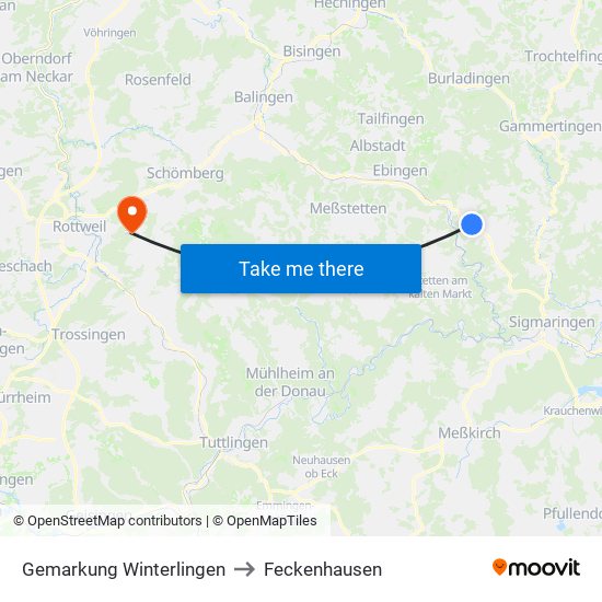 Gemarkung Winterlingen to Feckenhausen map