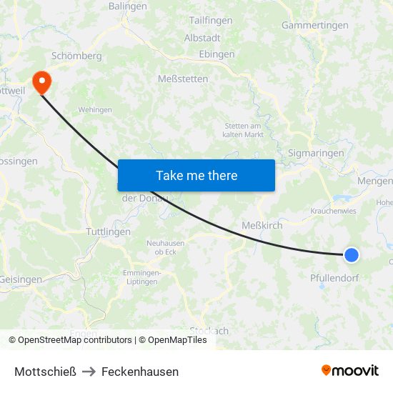 Mottschieß to Feckenhausen map