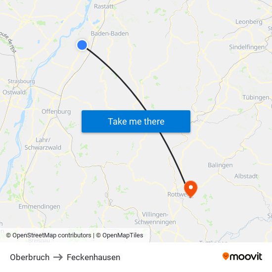 Oberbruch to Feckenhausen map