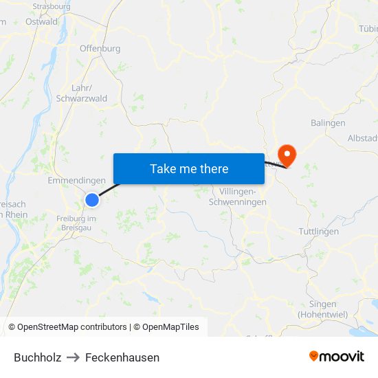 Buchholz to Feckenhausen map