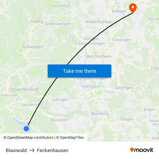 Blasiwald to Feckenhausen map