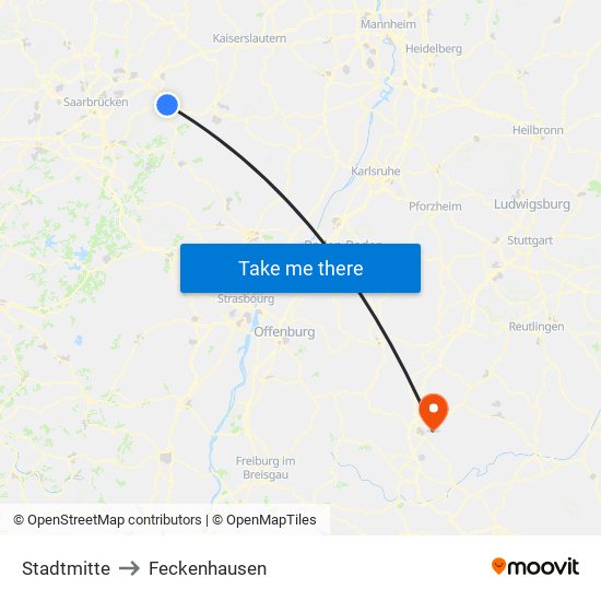 Stadtmitte to Feckenhausen map