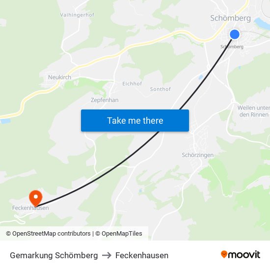 Gemarkung Schömberg to Feckenhausen map