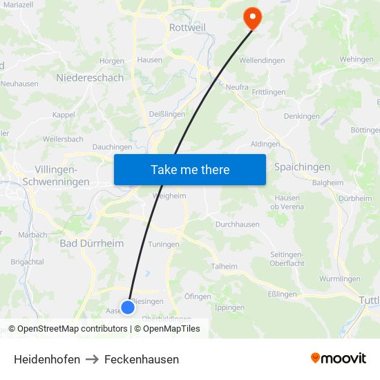 Heidenhofen to Feckenhausen map