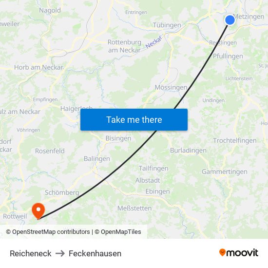 Reicheneck to Feckenhausen map