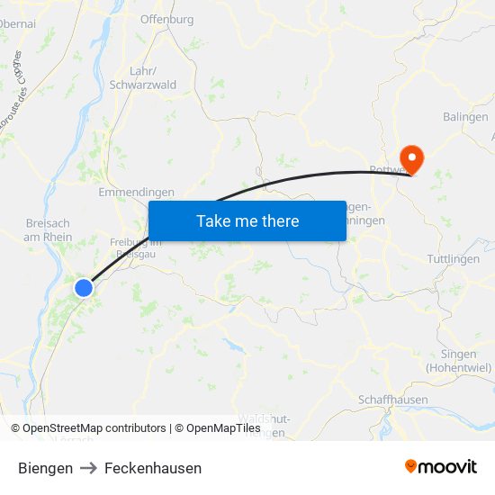 Biengen to Feckenhausen map