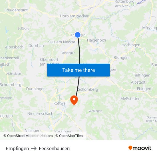 Empfingen to Feckenhausen map
