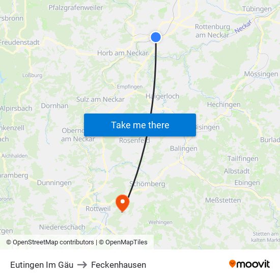 Eutingen Im Gäu to Feckenhausen map