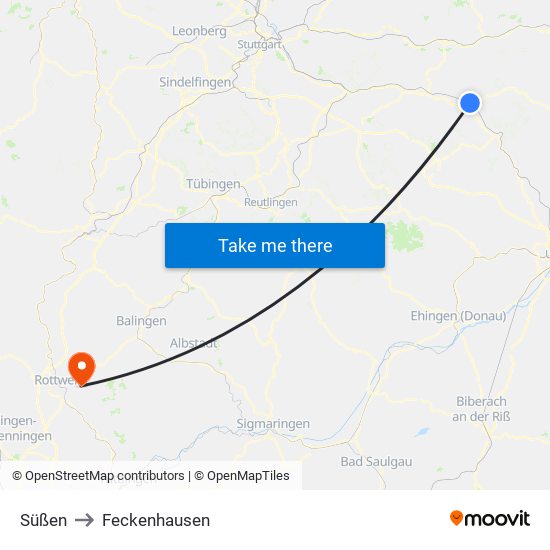 Süßen to Feckenhausen map