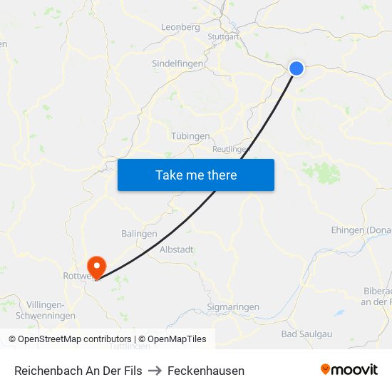 Reichenbach An Der Fils to Feckenhausen map