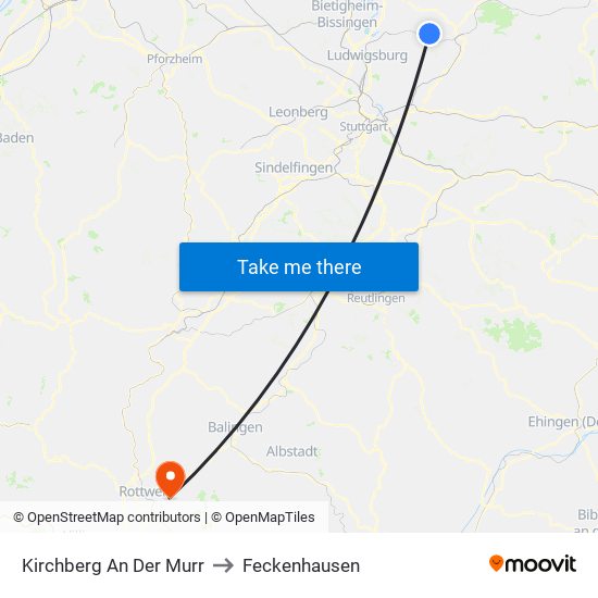 Kirchberg An Der Murr to Feckenhausen map