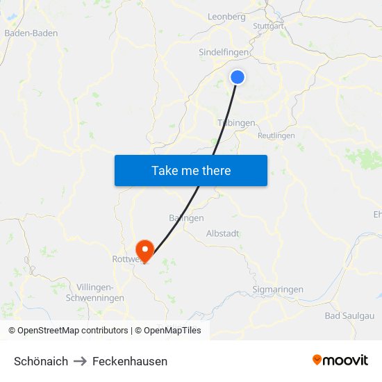 Schönaich to Feckenhausen map