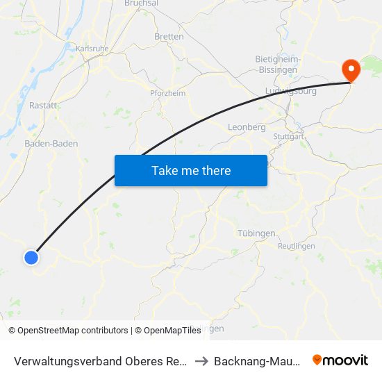 Verwaltungsverband Oberes Renchtal to Backnang-Maubach map