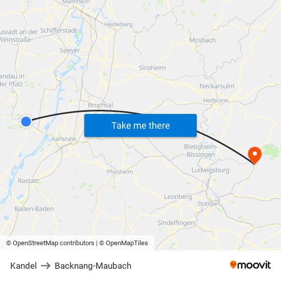 Kandel to Backnang-Maubach map