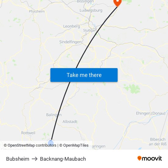 Bubsheim to Backnang-Maubach map