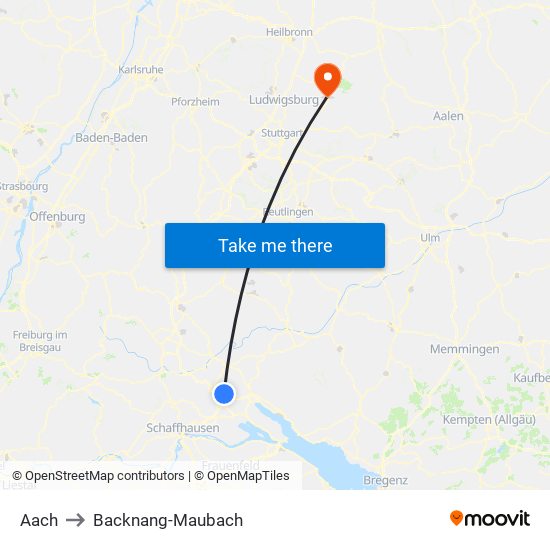 Aach to Backnang-Maubach map