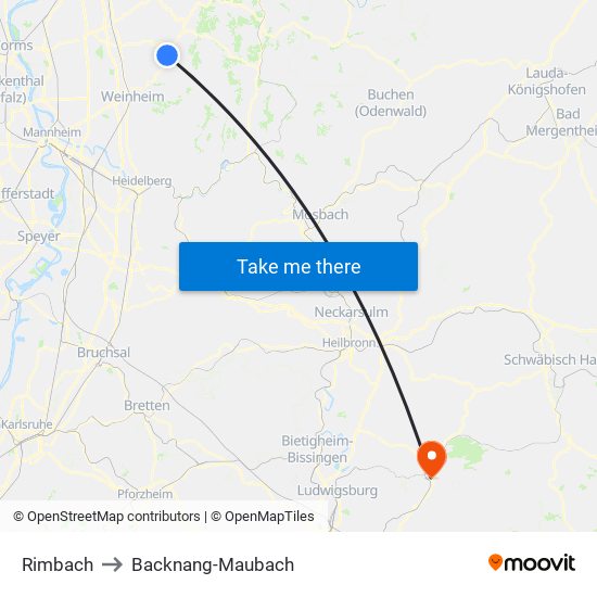 Rimbach to Backnang-Maubach map