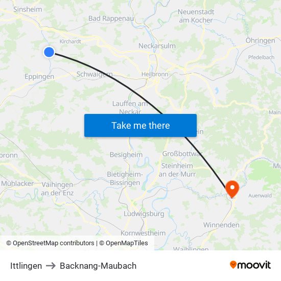 Ittlingen to Backnang-Maubach map