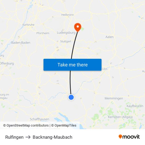 Rulfingen to Backnang-Maubach map