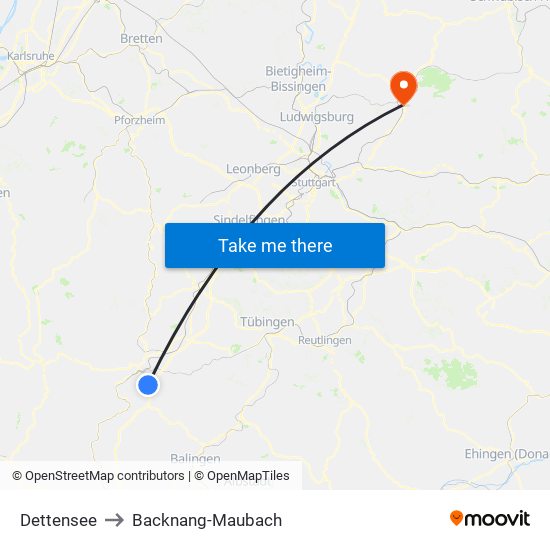 Dettensee to Backnang-Maubach map