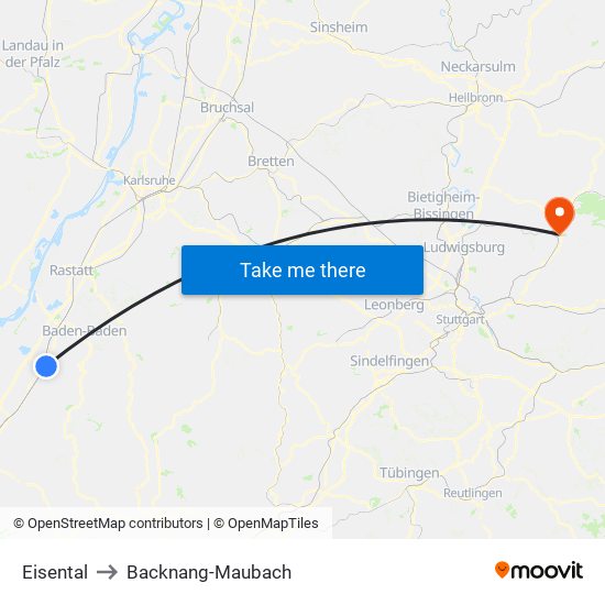 Eisental to Backnang-Maubach map