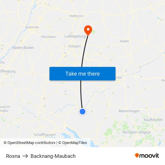 Rosna to Backnang-Maubach map