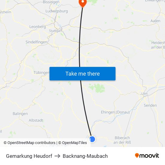 Gemarkung Heudorf to Backnang-Maubach map