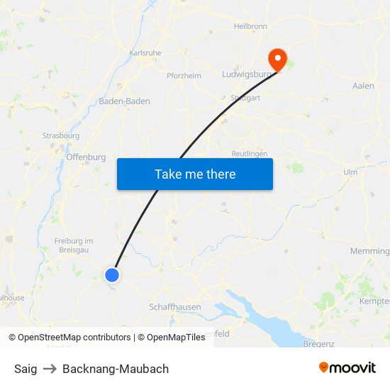 Saig to Backnang-Maubach map