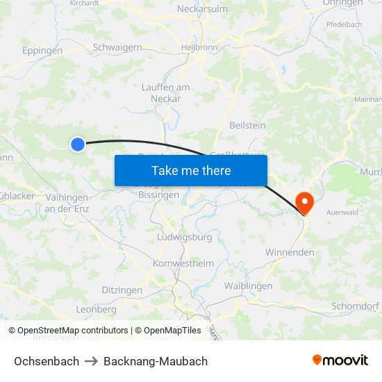 Ochsenbach to Backnang-Maubach map