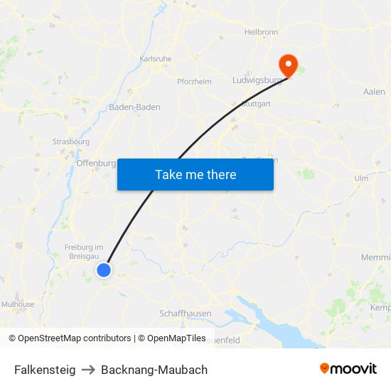 Falkensteig to Backnang-Maubach map