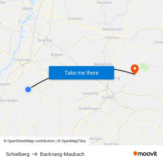 Schielberg to Backnang-Maubach map
