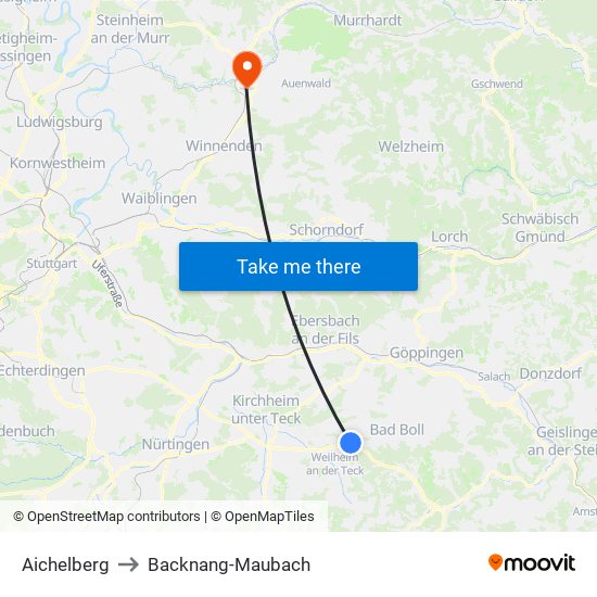 Aichelberg to Backnang-Maubach map