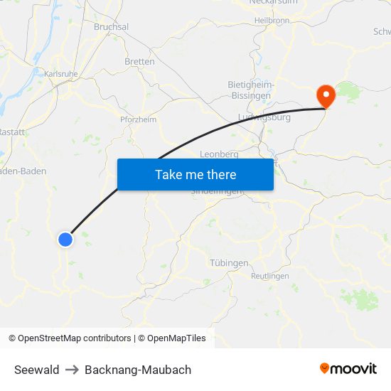 Seewald to Backnang-Maubach map