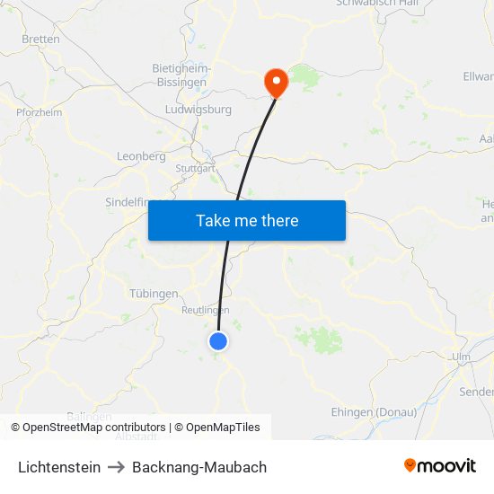 Lichtenstein to Backnang-Maubach map