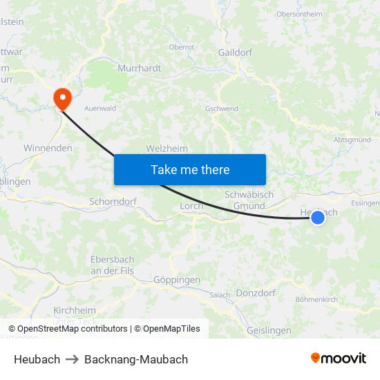 Heubach to Backnang-Maubach map