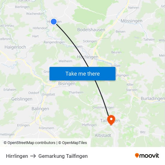 Hirrlingen to Gemarkung Tailfingen map