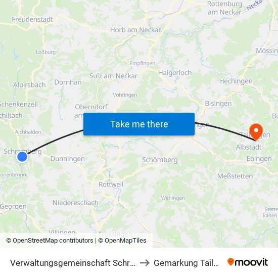 Verwaltungsgemeinschaft Schramberg to Gemarkung Tailfingen map