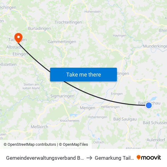 Gemeindeverwaltungsverband Bad Buchau to Gemarkung Tailfingen map
