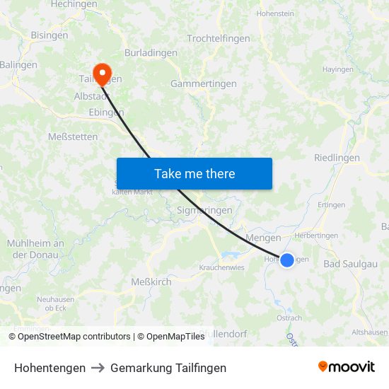 Hohentengen to Gemarkung Tailfingen map