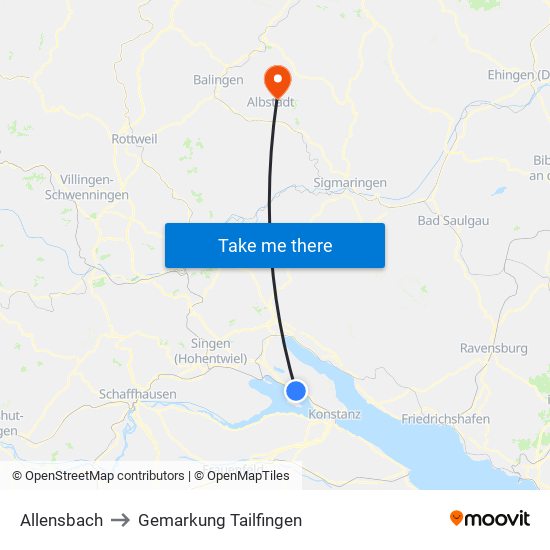 Allensbach to Gemarkung Tailfingen map