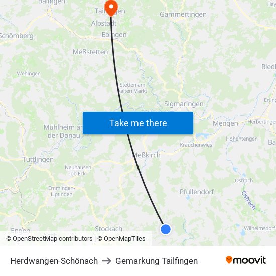 Herdwangen-Schönach to Gemarkung Tailfingen map