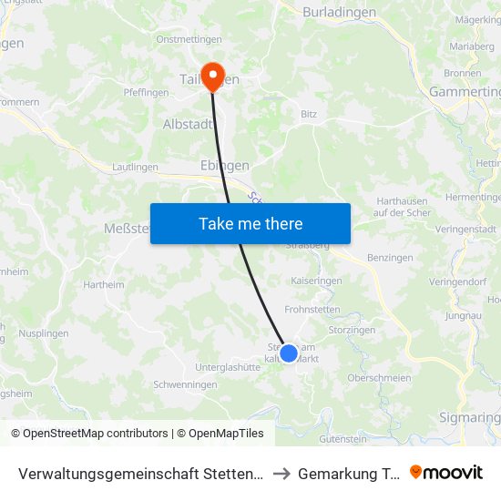 Verwaltungsgemeinschaft Stetten am Kalten Markt to Gemarkung Tailfingen map