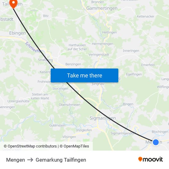 Mengen to Gemarkung Tailfingen map
