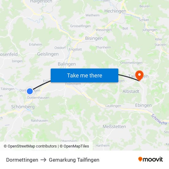 Dormettingen to Gemarkung Tailfingen map