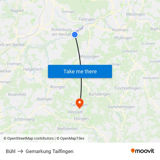 Bühl to Gemarkung Tailfingen map