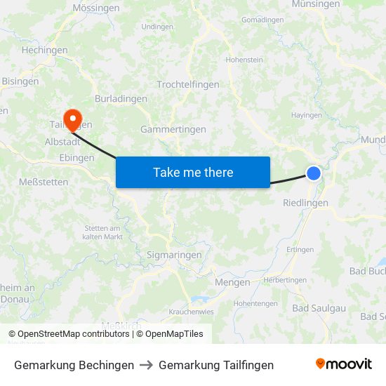 Gemarkung Bechingen to Gemarkung Tailfingen map